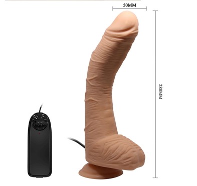 Dildo zakrzywiony penis przyssawka pilot 28 cm